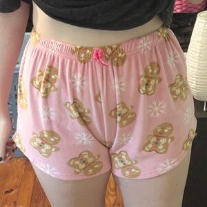 Pink Gingerbread Pajama Shorts